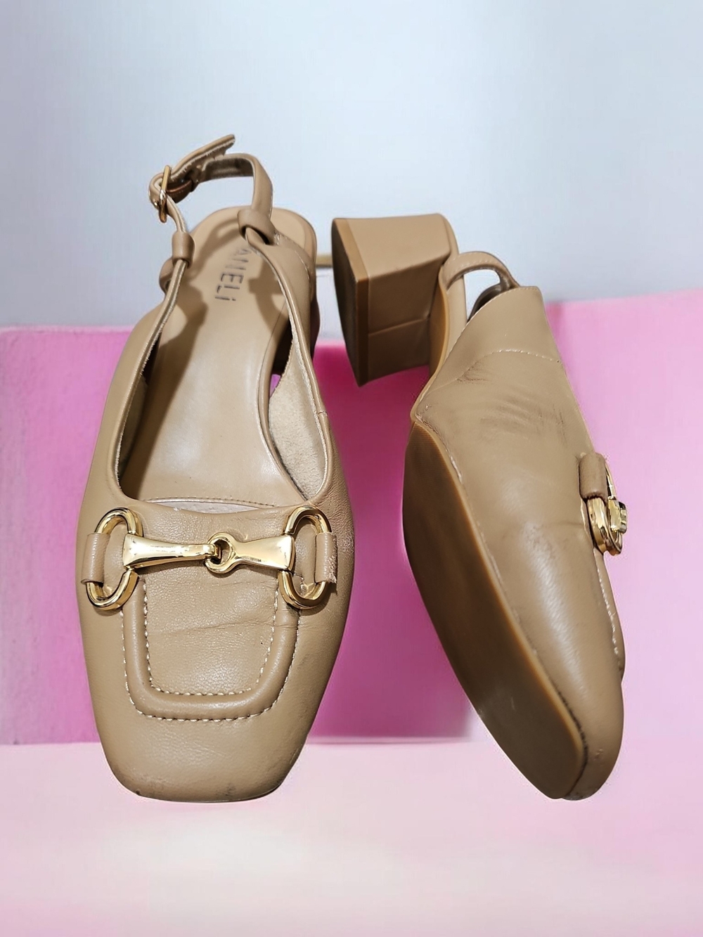 VAN ELI Slingback Low Block Heel Loafers SIZE 6.5M